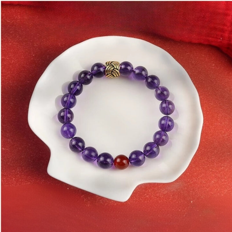 Amethyst Bracelet with Red Agate for Energy Protection