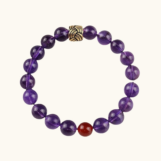 Amethyst Bracelet with Red Agate for Energy Protection