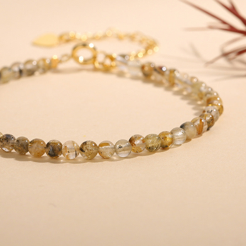 Gold Rutilated Quartz Bracelet for Wealth and Success