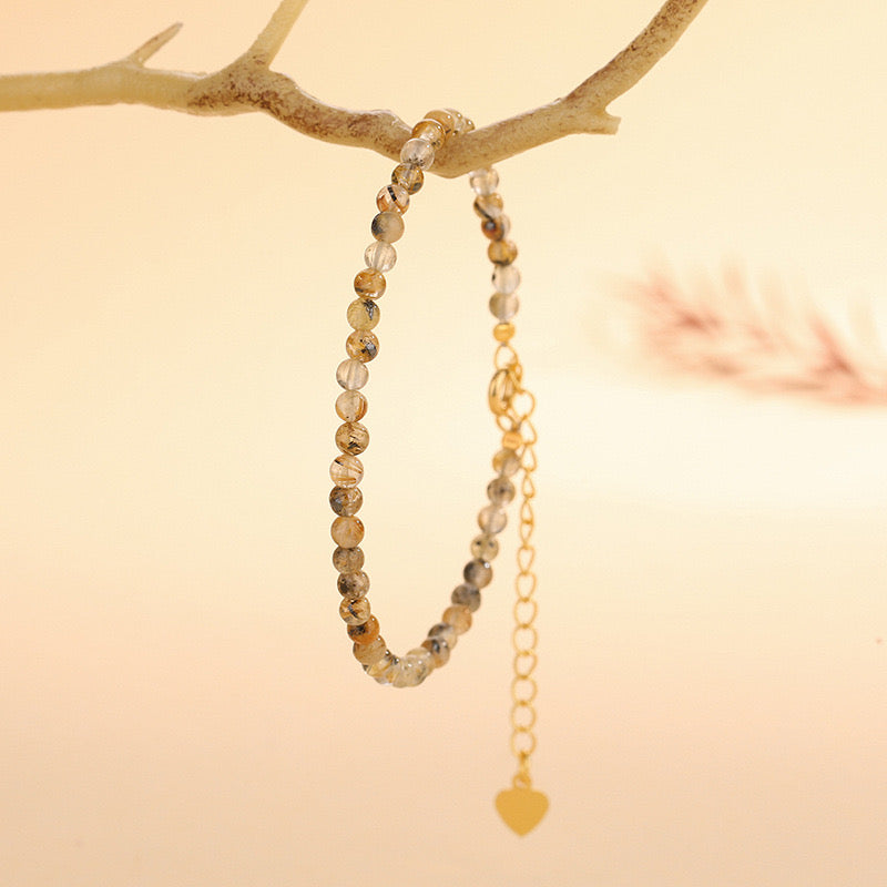 Gold Rutilated Quartz Bracelet for Wealth and Success