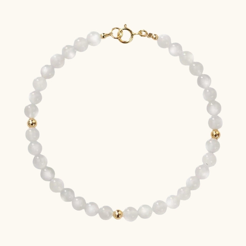 Natural Moonstone Bracelet with Lucky Bead Adornment