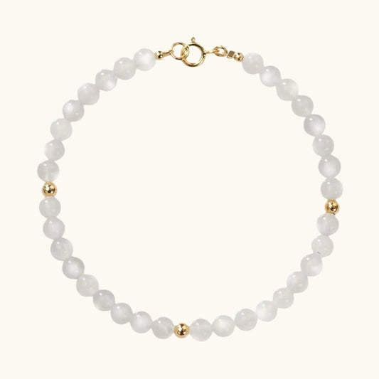 Natural Moonstone Bracelet with Lucky Bead Adornment