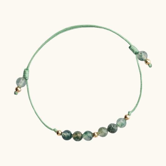 Moss Agate Adjustable Bracelet for Serene Elegance